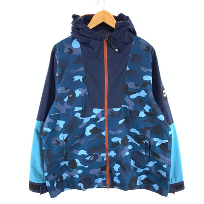 【中古品】【メンズ】 A BATHING APE アベイシングエイプ サルカモ ナイロンジャケット アウター ブランド 古着 142-260412-gm-21-fuz サイズ：L カラー：ブルー 万代Net店