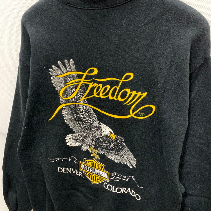 【中古品】【メンズ】 HARLEY DAVIDSON ハーレーダビッドソン JERZEES製 ハーフジップスウェット トップス ブランド 古着 145-250913-gm-08-fuz サイズ：L カラー：ブラック 万代Net店