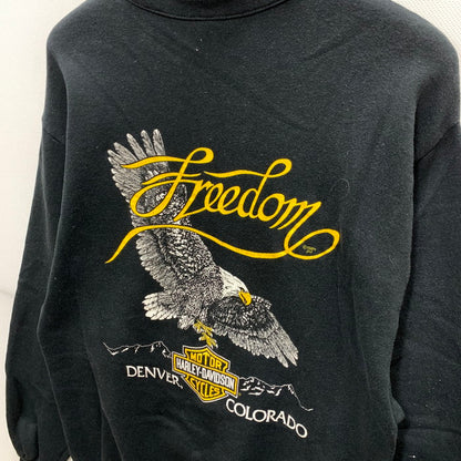 【中古品】【メンズ】 HARLEY DAVIDSON ハーレーダビッドソン JERZEES製 ハーフジップスウェット トップス ブランド 古着 145-250913-gm-08-fuz サイズ：L カラー：ブラック 万代Net店