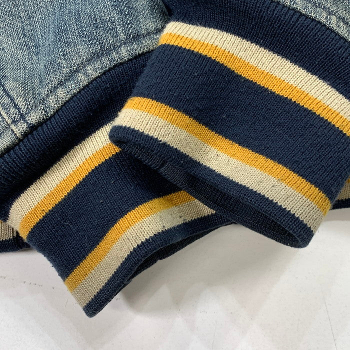 【中古品】【メンズ】 DIESEL ディーゼル ダメージ加工スタジャン アウター スタジアムジャケット アワードジャケット ブランド 古着 141-260221-gm-26-fuz サイズ：S カラー：ネイビー デニム 万代Net店