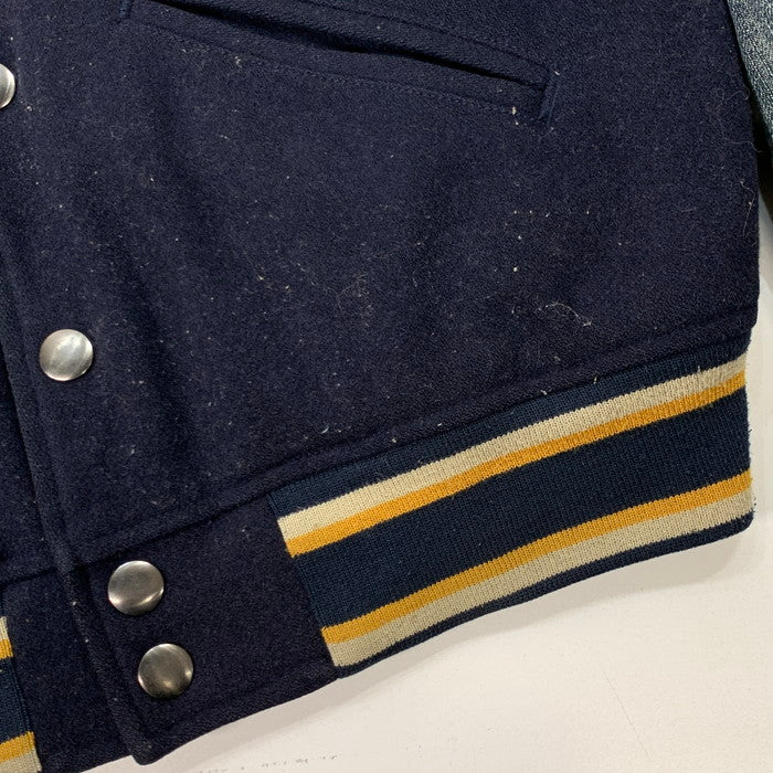【中古品】【メンズ】 DIESEL ディーゼル ダメージ加工スタジャン アウター スタジアムジャケット アワードジャケット ブランド 古着 141-260221-gm-26-fuz サイズ：S カラー：ネイビー デニム 万代Net店