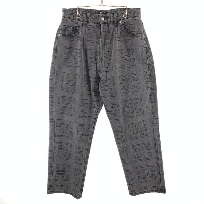 【中古品】【メンズ】 HUF ハフ MONOGRAM DENIM PANT PANTS モノグラムデニムパンツ ジーンズ ボトムス ブランド 古着 153-260412-gm-22-fuz サイズ：28 カラー：ブラック 万代Net店