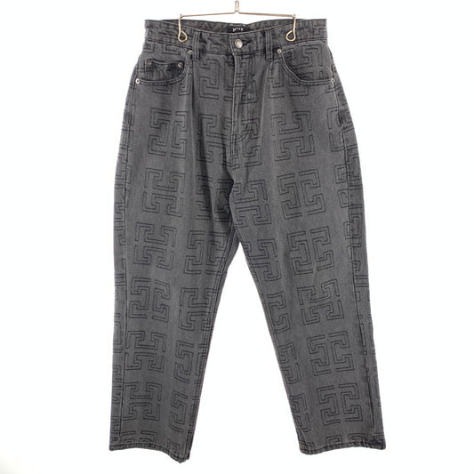 【中古品】【メンズ】 HUF ハフ MONOGRAM DENIM PANT PANTS モノグラムデニムパンツ ジーンズ ボトムス ブランド 古着 153-260412-gm-22-fuz サイズ：28 カラー：ブラック 万代Net店