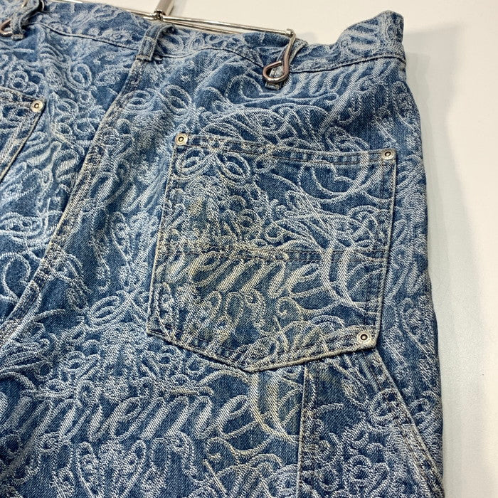 【中古品】【メンズ】 Supreme シュプリーム 22AW SCRIPT JACQUARD DOUBLE KNEE DENIM PAINTER PANT デニムペインターパンツ ブランド 古着 149-260110-gm-27-fuz サイズ：32 カラー：インディゴ 万代Net店