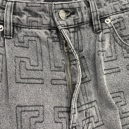 【中古品】【メンズ】 HUF ハフ MONOGRAM DENIM PANT PANTS モノグラムデニムパンツ ジーンズ ボトムス ブランド 古着 153-260412-gm-22-fuz サイズ：28 カラー：ブラック 万代Net店