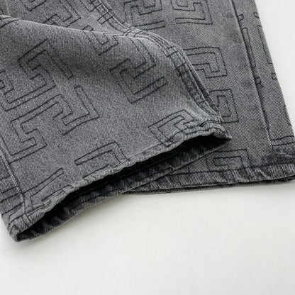 【中古品】【メンズ】 HUF ハフ MONOGRAM DENIM PANT PANTS モノグラムデニムパンツ ジーンズ ボトムス ブランド 古着 153-260412-gm-22-fuz サイズ：28 カラー：ブラック 万代Net店