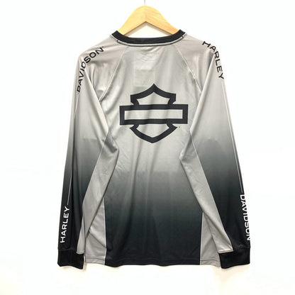 【中古品】【メンズ】 HARLEY DAVIDSON ハーレーダビッドソン 96624-25VX スピードウェイモトジャージー 長袖Tシャツ カットソー トップス ブランド 古着 145-250802-gm-02-fuz サイズ：M カラー：グレー ブラック 万代Net店