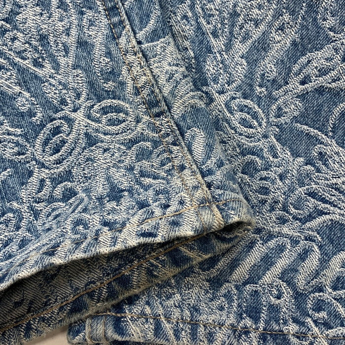 【中古品】【メンズ】 Supreme シュプリーム 22AW SCRIPT JACQUARD DOUBLE KNEE DENIM PAINTER PANT デニムペインターパンツ ブランド 古着 149-260110-gm-27-fuz サイズ：32 カラー：インディゴ 万代Net店