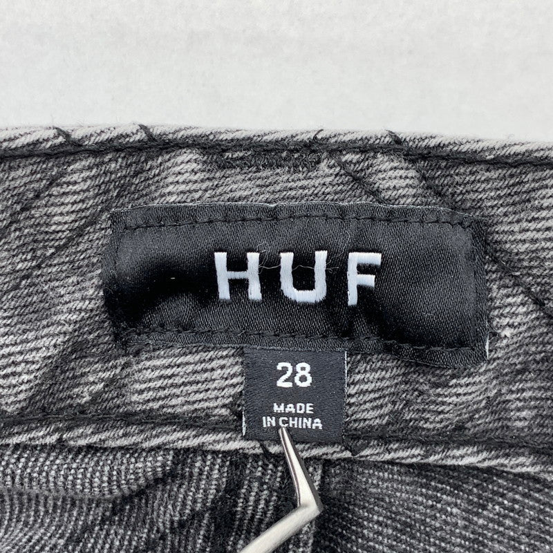 【中古品】【メンズ】 HUF ハフ MONOGRAM DENIM PANT PANTS モノグラムデニムパンツ ジーンズ ボトムス ブランド 古着 153-260412-gm-22-fuz サイズ：28 カラー：ブラック 万代Net店