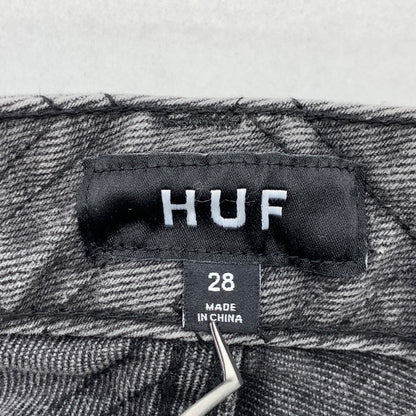 【中古品】【メンズ】 HUF ハフ MONOGRAM DENIM PANT PANTS モノグラムデニムパンツ ジーンズ ボトムス ブランド 古着 153-260412-gm-22-fuz サイズ：28 カラー：ブラック 万代Net店