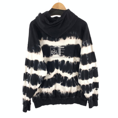【中古品】【メンズ】 DIESEL ディーゼル PULLOVER PARKER プルオーバーパーカー フーディ― 裏パイル ブランド 古着 141-260412-gm-23-fuz サイズ：M カラー：ブラック ホワイト タイダイ 万代Net店