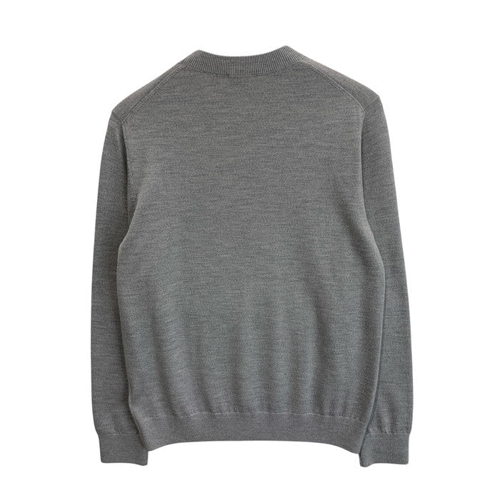 【中古品】【メンズ】 BURBERRY バーバリー LOGO INTARSIA WOOL BLEND SWEATER ロゴ セーター ニット ブランド 古着 141-260117-gm-22-fuz サイズ：S カラー：グレー 万代Net店