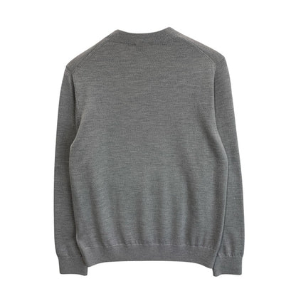 【中古品】【メンズ】 BURBERRY バーバリー LOGO INTARSIA WOOL BLEND SWEATER ロゴ セーター ニット ブランド 古着 141-260117-gm-22-fuz サイズ：S カラー：グレー 万代Net店