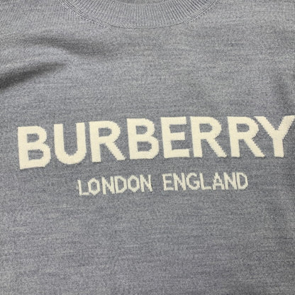 【中古品】【メンズ】 BURBERRY バーバリー LOGO INTARSIA WOOL BLEND SWEATER ロゴ セーター ニット ブランド 古着 141-260117-gm-22-fuz サイズ：S カラー：グレー 万代Net店