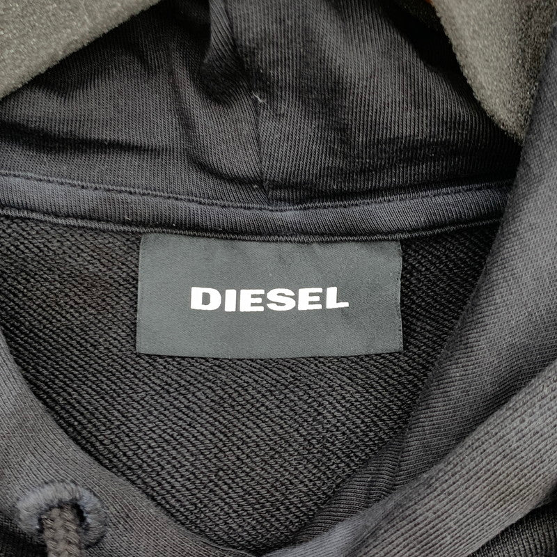 【中古品】【メンズ】 DIESEL ディーゼル PULLOVER PARKER プルオーバーパーカー フーディ― 裏パイル ブランド 古着 141-260412-gm-23-fuz サイズ：M カラー：ブラック ホワイト タイダイ 万代Net店