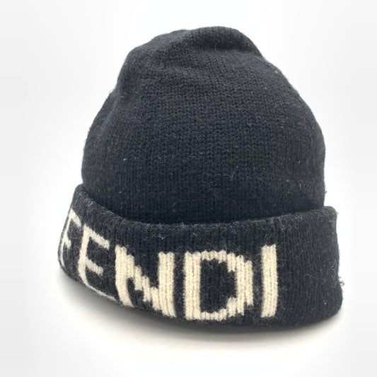 【中古品】【メンズ/レディース】 FENDI フェンディ FXQ056A14F KNIT CAP ニットキャップ ブランド 帽子 183-260418-gm-16-fuz カラー：ブラック 万代Net店