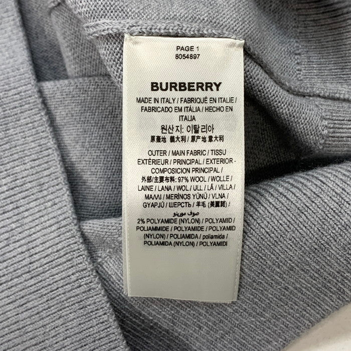 【中古品】【メンズ】 BURBERRY バーバリー LOGO INTARSIA WOOL BLEND SWEATER ロゴ セーター ニット ブランド 古着 141-260117-gm-22-fuz サイズ：S カラー：グレー 万代Net店