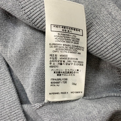 【中古品】【メンズ】 BURBERRY バーバリー LOGO INTARSIA WOOL BLEND SWEATER ロゴ セーター ニット ブランド 古着 141-260117-gm-22-fuz サイズ：S カラー：グレー 万代Net店