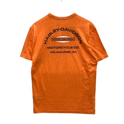 【中古品】【メンズ】 ハーレーダビッドソン 96013-25VM BAR&SHIELD 半袖Tシャツ カットソー トップス ブランド 古着 145-250802-gm-06-fuz サイズ：M カラー：オレンジ 万代Net店