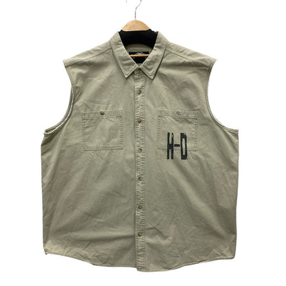 【中古品】【メンズ】 HARLEY DAVIDSON ハーレーダビッドソン SLEEVELESS SHIRT ベスト トップス ブランド 古着 145-250427-gm-15-fuz サイズ：3XL カラー：カーキ 万代Net店
