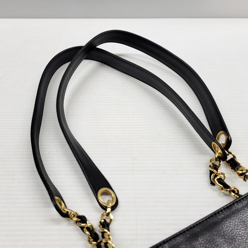 【中古品】【レディース】 CHANEL シャネル トリプルココマーク キャビアスキン チェーン トートバッグ ハンドバッグ ショルダーバッグ カバン 鞄 182-240718-as-03-izu カラー：ブラック 万代Net店