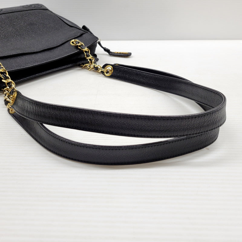 【中古品】【レディース】 CHANEL シャネル トリプルココマーク キャビアスキン チェーン トートバッグ ハンドバッグ ショルダーバッグ カバン 鞄 182-240718-as-03-izu カラー：ブラック 万代Net店