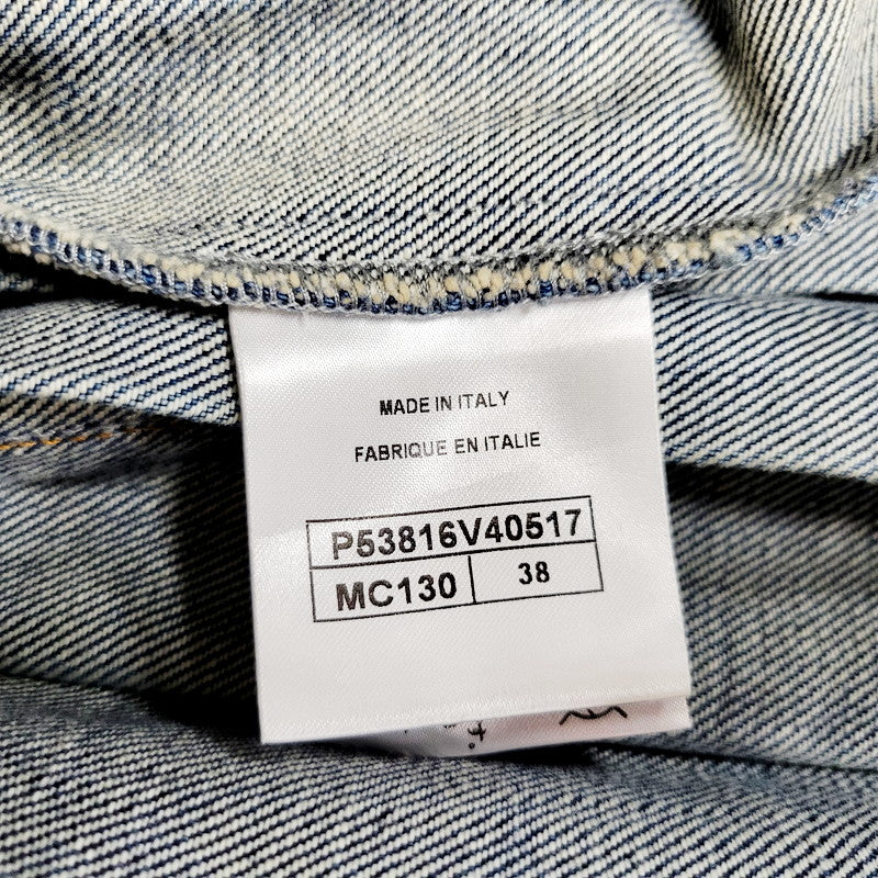 【中古品】【レディース】 CHANEL シャネル CAMELLIA DENIM FLARE SKIRT P53816V40517 イタリア製 国内正規 カメリア デニムスカート プリーツ フレア 168-240803-mk-04-izu サイズ：38 カラー：インディゴ 万代Net店