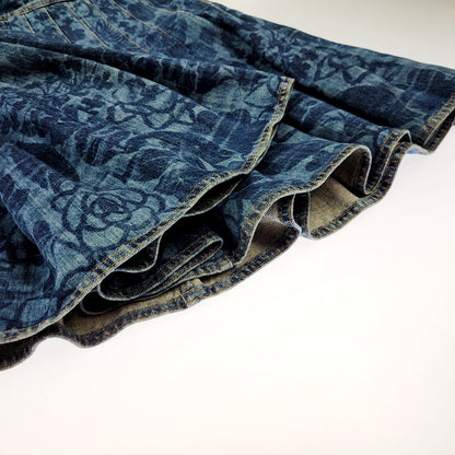 【中古品】【レディース】 CHANEL シャネル CAMELLIA DENIM FLARE SKIRT P53816V40517 イタリア製 国内正規 カメリア デニムスカート プリーツ フレア 168-240803-mk-04-izu サイズ：38 カラー：インディゴ 万代Net店