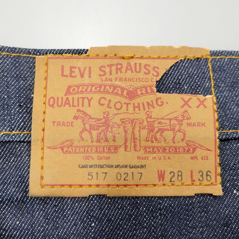 【中古美品】【メンズ】 Levi's リーバイス SADDLEMAN BOOT JEANS 517-0217 ブーツジーンズ デニムパンツ USA製 1980年製 裏刻印8 42TALONジッパー パンツ ボトムス 157-240817-ay-05-izu サイズ：W28/L36 カラー：インディゴ 万代Net店
