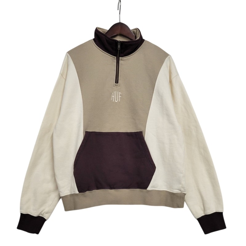 【中古品】【メンズ】 HUF ハフ HALF ZIP SWEAT PULLOVER ハーフジップ スウェット プルオーバー 長袖 トップス 142-250307-as-05-izu サイズ：S カラー：マルチカラー 万代Net店