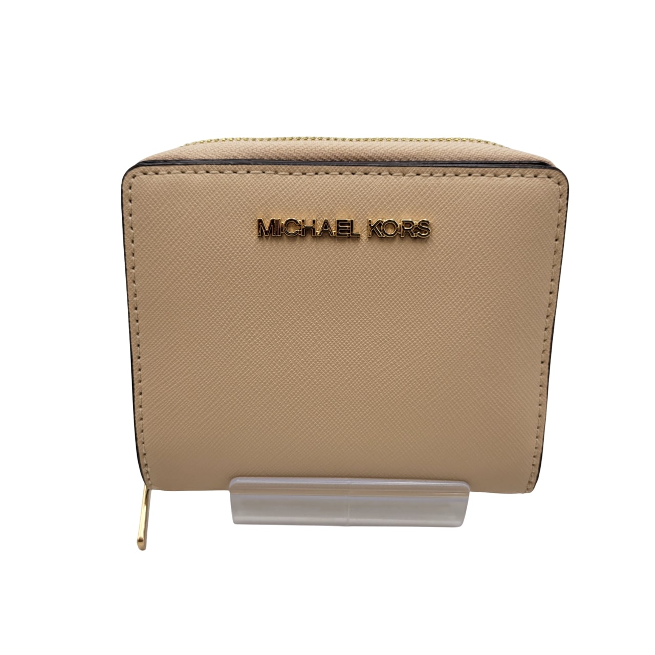 【中古美品】【レディース】 Michael Kors マイケルコース JET SET TRAVEL MD ZA SNAP WALLET LEATHER 35T0GTVD6L ジェットセットトラベル スナップ ウォレット レザー 財布 200-250705-as-05-izu カラー：ベージュ 万代Net店
