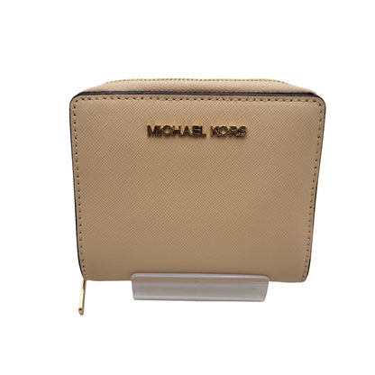 【中古美品】【レディース】 Michael Kors マイケルコース JET SET TRAVEL MD ZA SNAP WALLET LEATHER 35T0GTVD6L ジェットセットトラベル スナップ ウォレット レザー 財布 200-250705-as-05-izu カラー：ベージュ 万代Net店