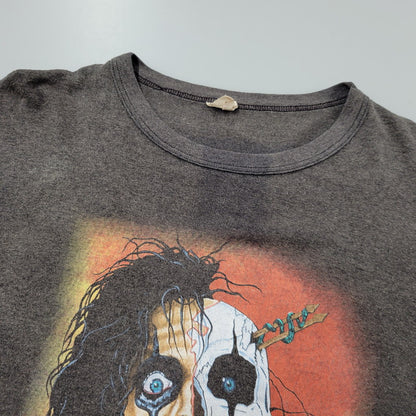 【現状渡し品】【メンズ】 INCREDIBLE c1989 80S ALICE COOPER TRASH BAND TEE T-SHIRT アリス クーパー トラッシュ Tシャツ カナダ製 半袖 トップス 146-241229-as-10-izu サイズ：L カラー：ブラック系 万代Net店