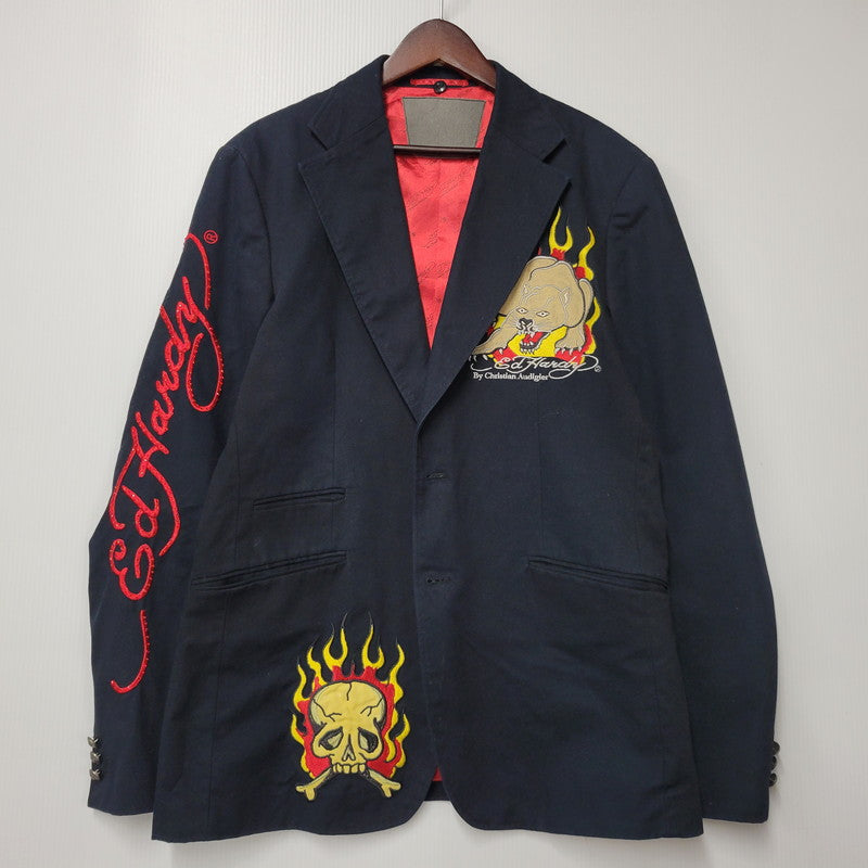 【現状渡し品】【メンズ】 ED HARDY エドハーディ DOCKING HOODIE TAILORED JACKET ドッキング フーディー テーラードジャケット アウター 146-251002-as-07-izu サイズ：S カラー：ブラック系 万代Net店