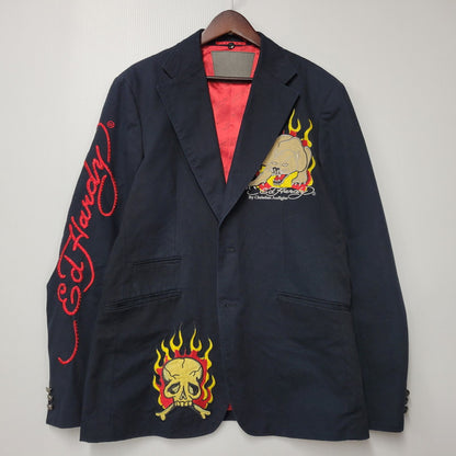 【現状渡し品】【メンズ】 ED HARDY エドハーディ DOCKING HOODIE TAILORED JACKET ドッキング フーディー テーラードジャケット アウター 146-251002-as-07-izu サイズ：S カラー：ブラック系 万代Net店