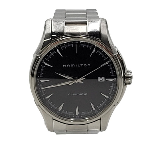 【中古品】【メンズ/レディース】 HAMILTON ハミルトン JAZZ MASTER VIEWMATIC QUARTZ H326650 ジャズマスター ビューマチック クォーツ 自動巻き 黒文字盤 腕時計 197-251114-ay-05-izu カラー：ブラック×シルバー 万代Net店