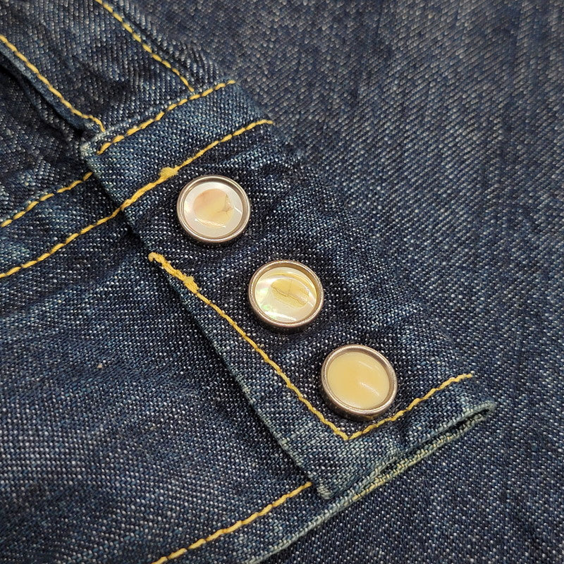 【中古品】【メンズ】 SKULL JEANS スカルジーンズ DENIM WESTERN LS SHIRT デニム ウエスタン ロングスリーブ シャツ 長袖 トップス 145-260113-as-10-izu カラー：インディゴ 万代Net店