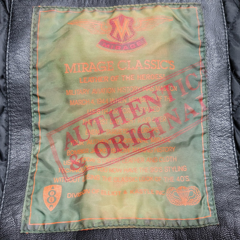 【中古品】【メンズ】 MIRAGE ミラージュ A-2 TYPE LEATHER JACKET レザージャケット アウター 146-260115-as-24-izu サイズ：M カラー：ブラック 万代Net店