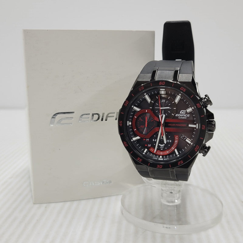 【中古品】【メンズ/レディース】 CASIO カシオ EDIFICE SOLAR POWERED CHRONOGRAPH EQS-920PB ソーラー パワー クロノグラフ クォーツ 腕時計 197-260427-ay-05-izu カラー：ブラック×レッド 万代Net店