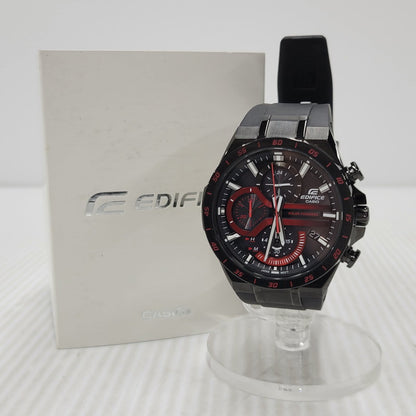 【中古品】【メンズ/レディース】 CASIO カシオ EDIFICE SOLAR POWERED CHRONOGRAPH EQS-920PB ソーラー パワー クロノグラフ クォーツ 腕時計 197-260427-ay-05-izu カラー：ブラック×レッド 万代Net店