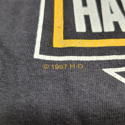 【中古品】【メンズ】 HARLEY DAVIDSON ハーレーダビッドソン c1997 c2000 BLACK HILLS RALLY 60TH EAGLE PRINT SS TEE プリント 半袖 Tシャツ USA製 146-260527-as-26-izu サイズ：L カラー：ブラック 万代Net店