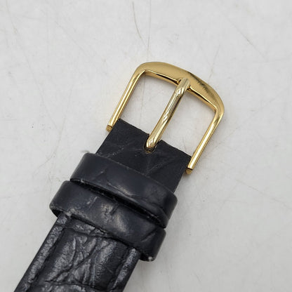 【現状渡し品】【メンズ/レディース】 LONGINES ロンジン ROUND FACE QUARTS 24742139 ラウンドフェイス クォーツ ゴールド文字盤 腕時計 197-250522-ay-17-izu カラー：ブラック×ゴールド 万代Net店