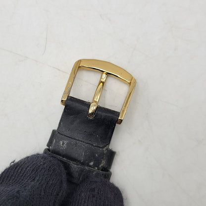 【現状渡し品】【メンズ/レディース】 LONGINES ロンジン ROUND FACE QUARTS 24742139 ラウンドフェイス クォーツ ゴールド文字盤 腕時計 197-250522-ay-17-izu カラー：ブラック×ゴールド 万代Net店