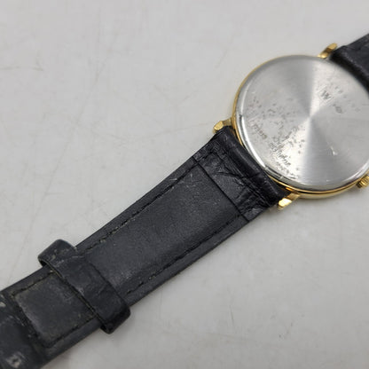 【現状渡し品】【メンズ/レディース】 LONGINES ロンジン ROUND FACE QUARTS 24742139 ラウンドフェイス クォーツ ゴールド文字盤 腕時計 197-250522-ay-17-izu カラー：ブラック×ゴールド 万代Net店