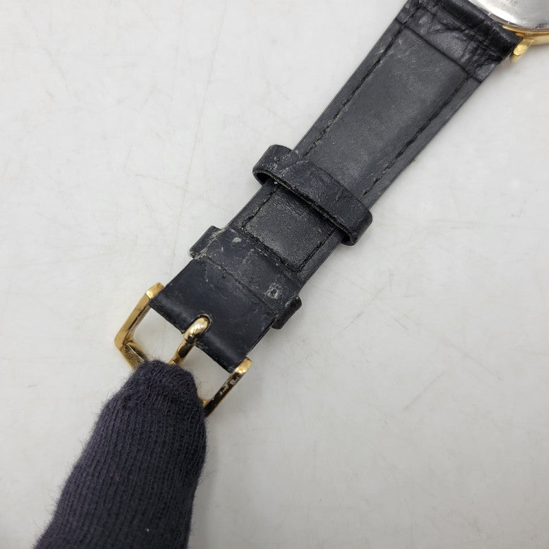 【現状渡し品】【メンズ/レディース】 LONGINES ロンジン ROUND FACE QUARTS 24742139 ラウンドフェイス クォーツ ゴールド文字盤 腕時計 197-250522-ay-17-izu カラー：ブラック×ゴールド 万代Net店
