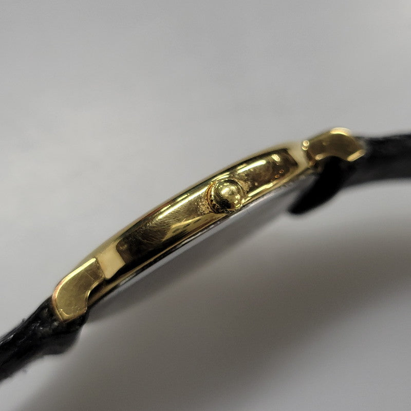 【現状渡し品】【メンズ/レディース】 LONGINES ロンジン ROUND FACE QUARTS 24742139 ラウンドフェイス クォーツ ゴールド文字盤 腕時計 197-250522-ay-17-izu カラー：ブラック×ゴールド 万代Net店