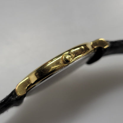 【現状渡し品】【メンズ/レディース】 LONGINES ロンジン ROUND FACE QUARTS 24742139 ラウンドフェイス クォーツ ゴールド文字盤 腕時計 197-250522-ay-17-izu カラー：ブラック×ゴールド 万代Net店