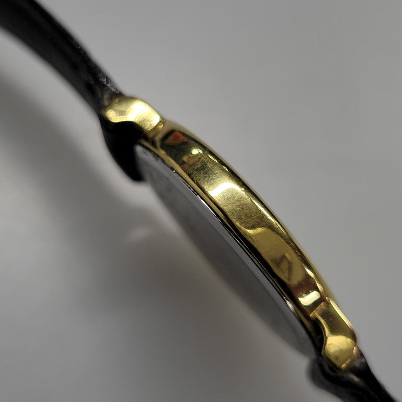 【現状渡し品】【メンズ/レディース】 LONGINES ロンジン ROUND FACE QUARTS 24742139 ラウンドフェイス クォーツ ゴールド文字盤 腕時計 197-250522-ay-17-izu カラー：ブラック×ゴールド 万代Net店