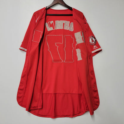 【中古品】【メンズ】 MAJESTIC マジェスティック LOS ANGELES ANGELS ＃17 OHTANI REPLICA UNIFORM ロサンゼルス・エンゼルス 大谷翔平 レプリカ ユニフォーム 148-260618-as-07-izu サイズ：52 カラー：レッド 万代Net店