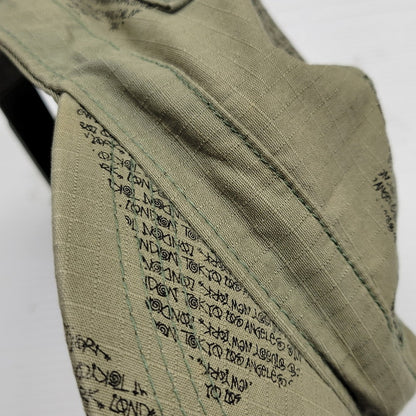 【中古品】【メンズ/レディース】 OLD STUSSY オールド ステューシー HEADGEAR TEXT PRINT WORK CAP ヘッドギア テキストプリント ワークキャップ 帽子 185-260708-as-17-izu サイズ：F カラー：カーキ 万代Net店